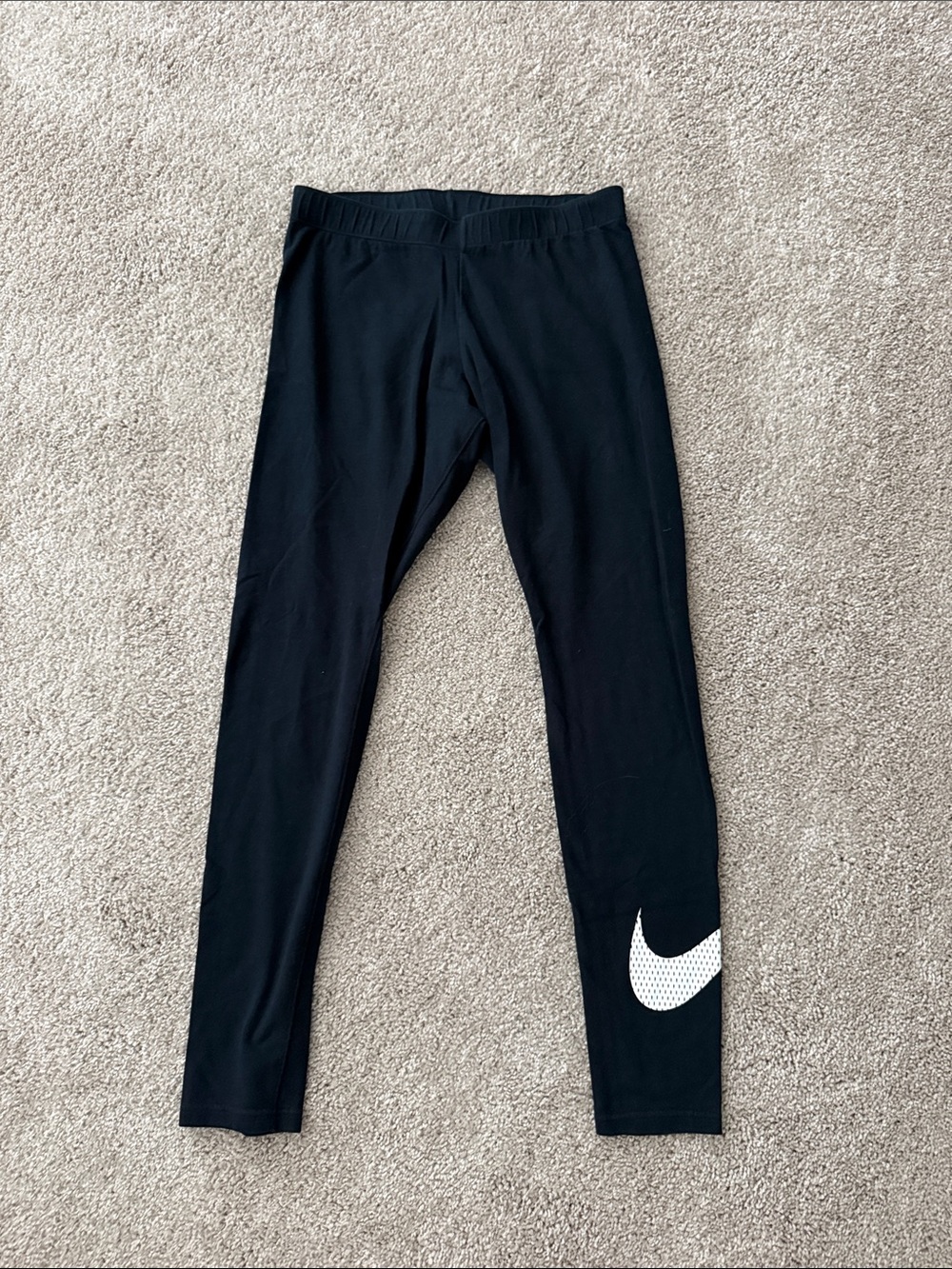 Nike Black Leggings with White Swoosh Accent